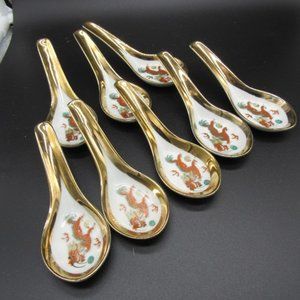 SET OF 8 VINTAGE ASIAN/CHINESE SOUP/WON TON SPOONS